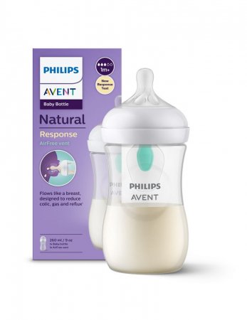 PHILIPS AVENT 83025 pudel "Natural Response" täiendavate AirFree klappidega, 1 kuud+, 260 ml, SCY673/01 1/073