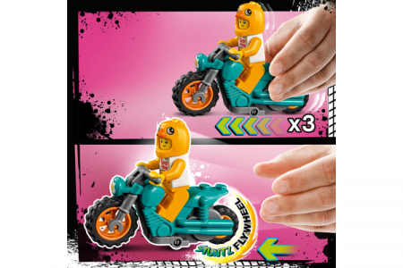 60310 LEGO® City Stunt Kanakostüümis sõitjaga trikimootorratas 60310