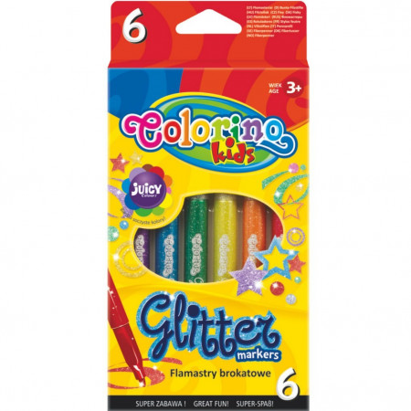 COLORINO CREATIVE Glitter markerid,  6 värvi, 65641PTR 65641PTR