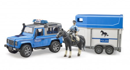 BRUDER auto Land Rover Defender, politsesõiduk hobusehaagisega, 02588 02588