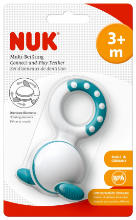 NUK Twist-and-Play multifunktsionaalne närimisrõngas lastele 3kuud+ SO10 SO10